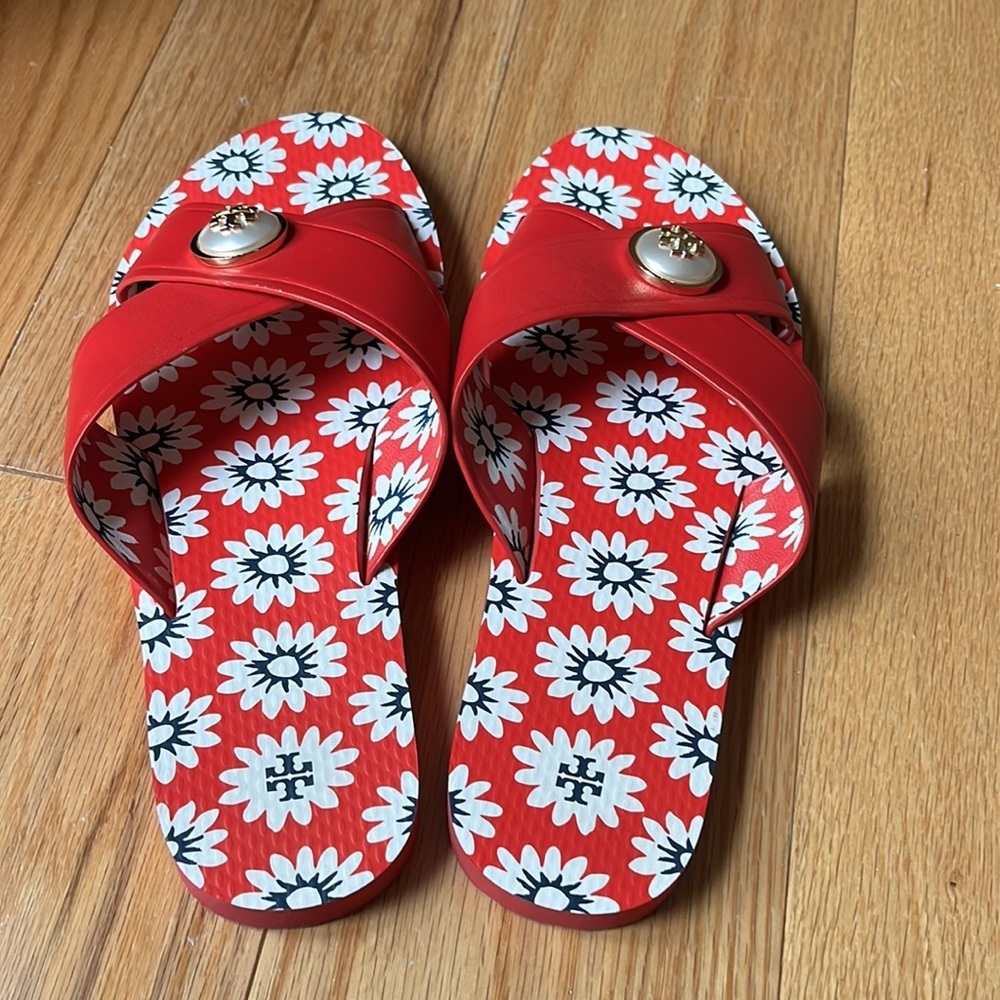 Tory Burch Melody Criss Cross Leather Sandals Sz 9 - Picture 6 of 15